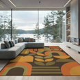 thumbnail image 2 of ODIKA 8'x10' Washable Area Rug Durable, Non-Slip Warm Autumn Tones Geometric and Shapes Elegant Blend of Curves Lines in Modern for Living Room, Under Sectional, Family, 2 of 7