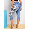 thumbnail image 4 of Tallas grandes mariposa con estampado floral cultivado Rosegal Leggings de talla grande, 4 of 5