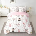 thumbnail image 2 of Feelyou Cute Pig Princess Bedding Comforter Set 7pcs for Teens, Kawaii Animal King Bedding Sets, Cartoon Love Haert Reversible Bed Sheets, Microfiber Bedroom Decor, 2 of 8