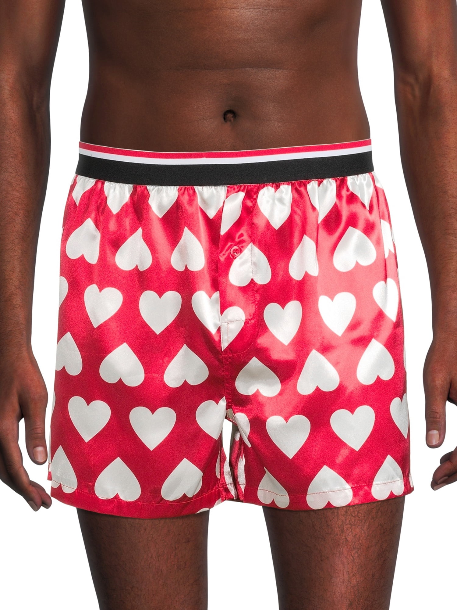Red Valentine Heart Boxer Shorts New handmade Mens  Large L Polyester Blend 
