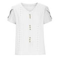 thumbnail image 3 of tklpehg Womens Summer Clothes Ladies Tops Casual Short Sleeve T Shirts Relaxed Fit V-Neck Elegant Shirts Solid Color Blouses White 12 (XXL), 3 of 9