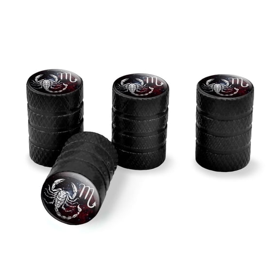 Scorpio Scorpion Zodiac Sign Horoscope in Space Tire Rim Wheel Aluminum Valve Stem Caps