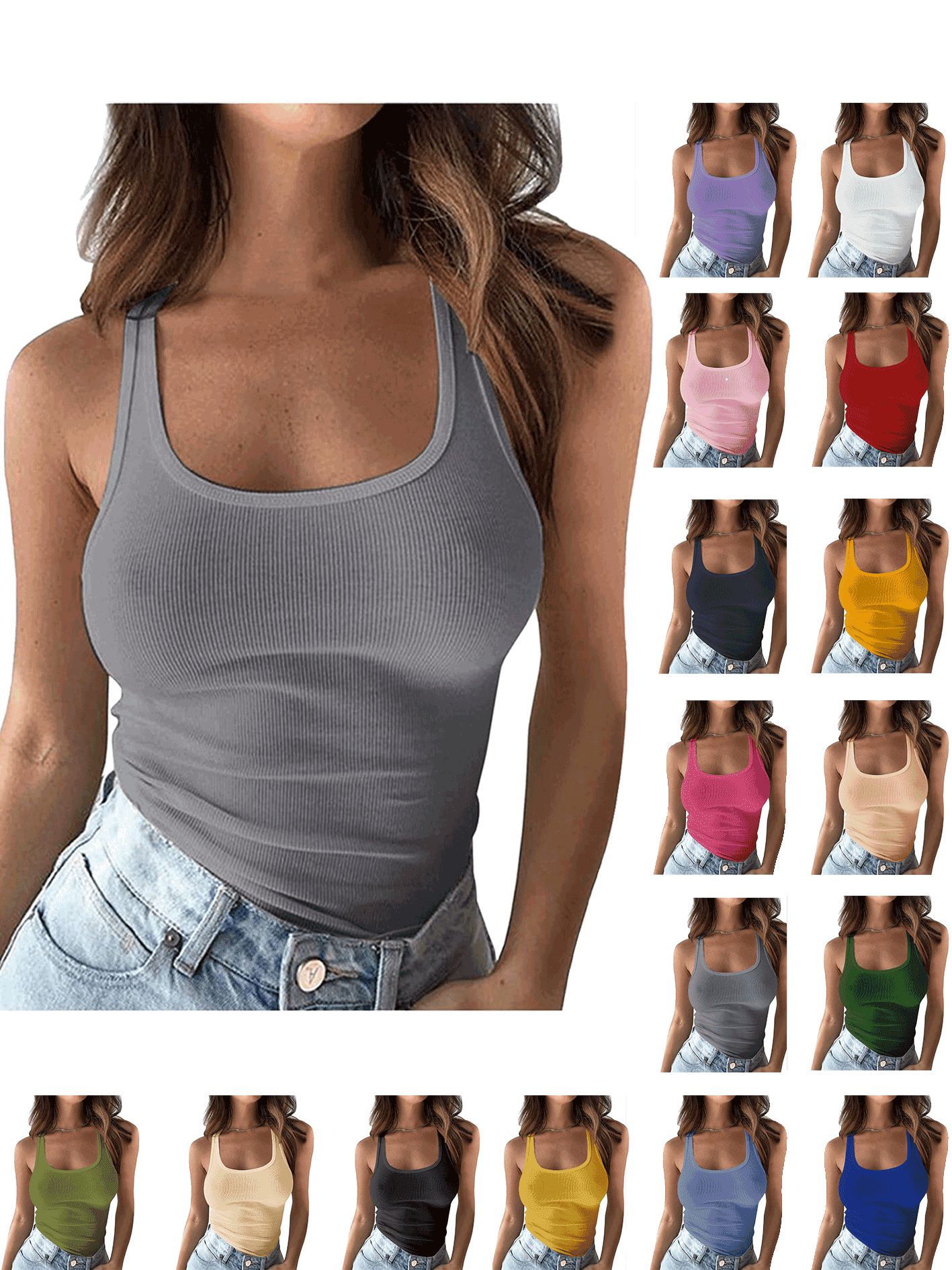 RT1002 Ladies Adjustable Spaghetti Strap Basic Long Cami Tank Top
