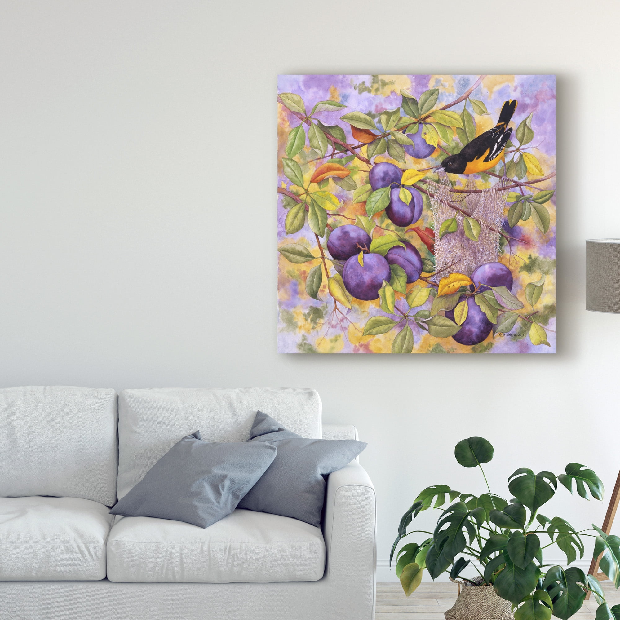 Trademark Fine Art 'Oriole And Plums' Canvas Art by Marcia Matcham