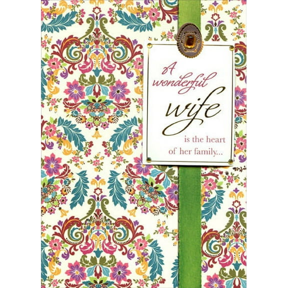 Designer Greetings Heart of Her Family with Gem: Wife Designer Boutique Handmade Easter Card