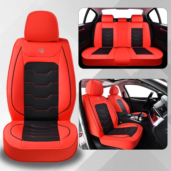 2017 Car Seat Cover for Mazda CX-5 , Red Car Seat Covers, Waterproof PU Leather 5 Piece Full Set Wear Resistance Beautify Interior, Pet Car Seat Covers