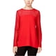 thumbnail image 1 of Blusa con detalles de encaje Crepe Kensie para mujer rojo extragrande, 1 of 2