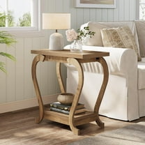 Tribesigns End Table, Narrow Wood Side Table with Storage Shelves, 2-Tier Bedside Accent Furniture for Living Room