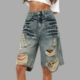 thumbnail image 2 of Women's Casual Pants Ripped Five Point Jeans Summer Retro Loose High Street Wide Leg Design, 2 of 4