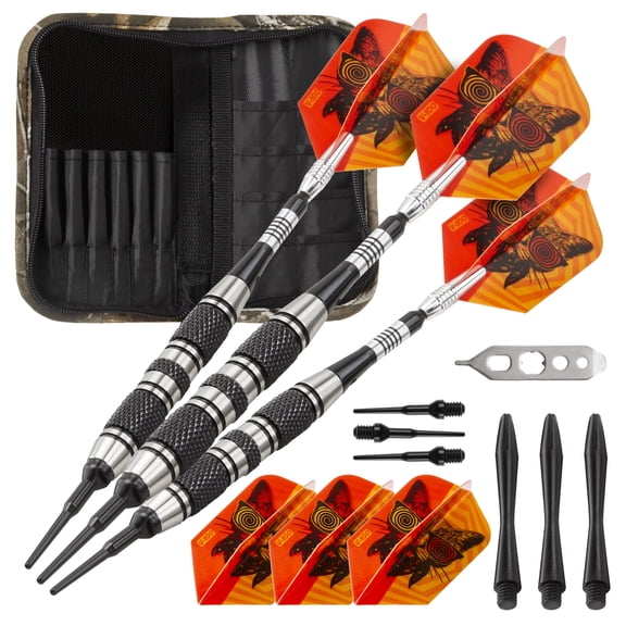 Viper The Freak Soft Tip Darts 3 Knurled Rings Barrel 18 Grams and Casemaster Realtree Hardwoods Deluxe Camouflage Dart Case