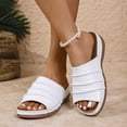 thumbnail image 2 of Rokment Women's Orthopedic Slippers Sandals with Arch Spport Summer Fashion Casual Leather Open Toe Platform Wedge Walking Slip on Indoor Outdoor Slides White Size 7, 2 of 6