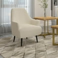 thumbnail image 4 of Chaise d’appoint moderne en tissu bouclé, crème, 4 of 7