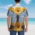 thumbnail image 4 of Bingfone Men's Short Sleeve Button Down Shirts Hawaiian Vibrant Butterfly And Sunflowers Printed Beach Shirt, 4 of 7