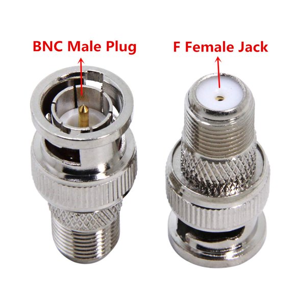 F to BNC Connector, 2-Pack BNC Male to F Female Coax Adapter 75 Ohm, RG6, RG59 Connector for Scanner and Camera, Cannot Be Used on TVS, Antennas or Computers