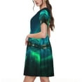 thumbnail image 2 of Balery Northern Lights Vestidos sueltos de manga corta para mujer, vestidos de verano 2025, vestidos casuales de corte A con vuelo., 2 of 6