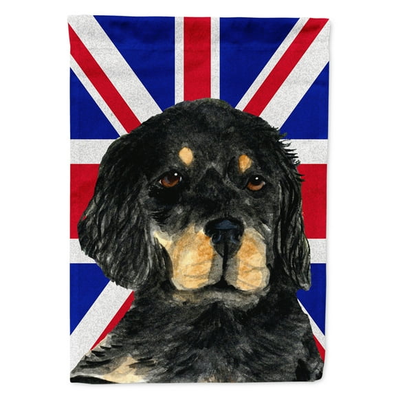 Gordon Setter with English Union Jack British Flag House Flag
