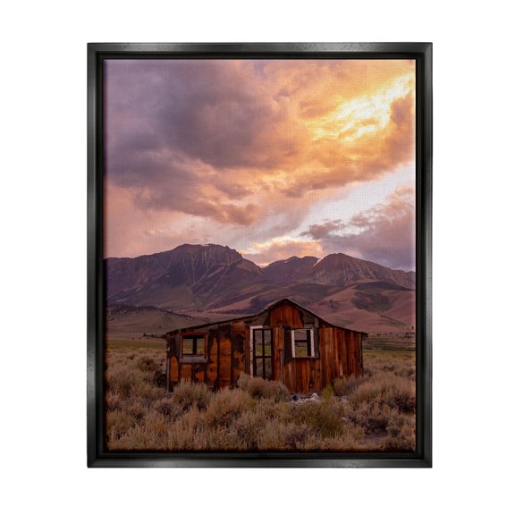 Rural Sunset Countryside Hut Landscape Photograph Jet Black Framed Art Print Wall Art