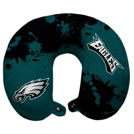 Philadelphia Eagles Splatter Polyester Snap Closure Travel Pillow