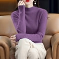 thumbnail image 4 of Comdrip Chandails à Col Roulé pour Femmes, pour Femmes et Hiver Couleur Unie Rétro Ajusté Demi-Col Montant Chandail à Enfiler Chandail de Base Chandail à Col Violet TG, 4 of 5