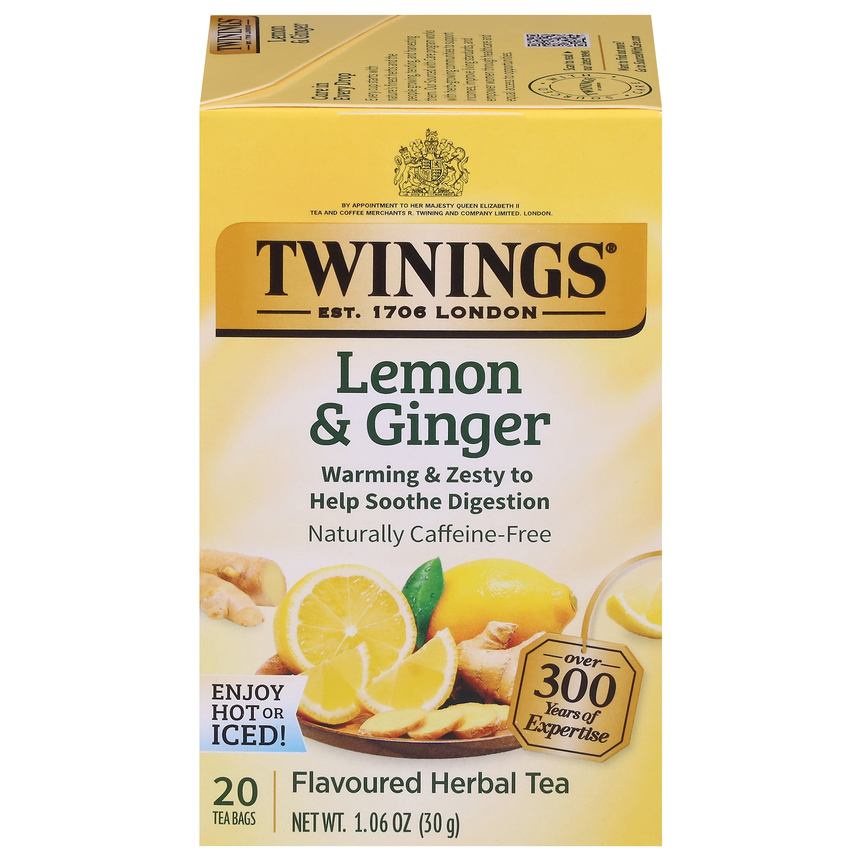 Twinings of London Lemon & Ginger Herbal Tea Bags , 20 Ct., 1.41 oz.