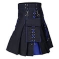 thumbnail image 2 of Simua Men's Contrast Utility Kilt | Pleated Skirt with Cargo Pockets Lace-Up Details for Festival Medieval Casual Daily Wear, 2 of 5