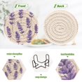 thumbnail image 4 of Yayeee 6 PCS Drink Coasters with Holder Set Woven Absorbent Round Tabletop Hot Pad, Lavender Pattern, 4 of 7