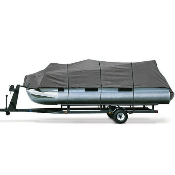 NEH Heavy Duty Waterproof Gray Pontoon Cover Fits Length 17' 18' 19' - Beam Width 96" Superior Trailerable Pontoon Covers 600 Denier Inboard Outboard Pontoon Covers- Includes 3 Support Poles