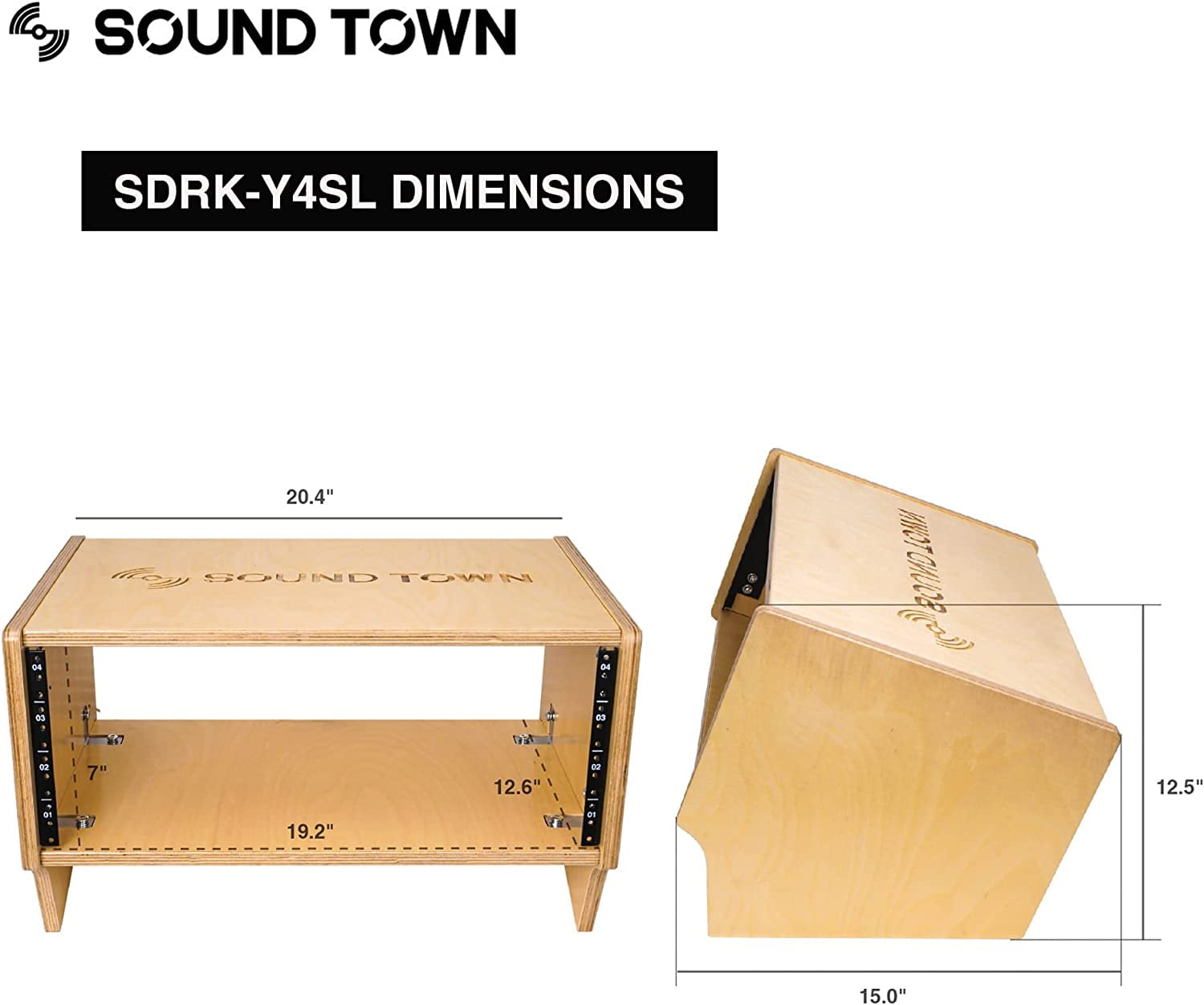 Buy Sound Town DIY 4U Angled Desktop Turret Studio Rack with Baltic