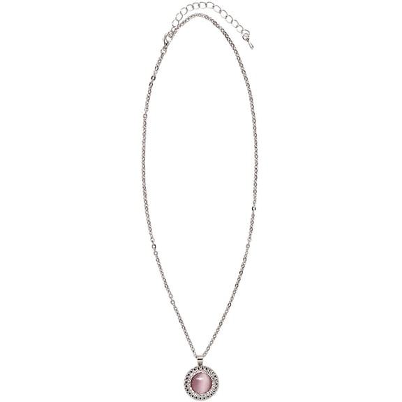Cat Eye Stone Pink Pendant Necklace