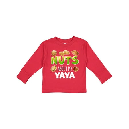 

Inktastic Nuts About My Yaya Peanut Almond Pistachio Gift Toddler Boy or Toddler Girl Long Sleeve T-Shirt