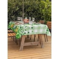 thumbnail image 2 of Outdoor Tablecloth with Umbrella Hole and Zipper, St. Patrick's Day Rectangle Table Cloth 52x70 Inch Waterproof Tablecloth, Spring Botanical Clovers Coin Green Check Picnic Table Cover for Patio, 2 of 7