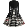 thumbnail image 6 of Women's Fashion Round Neck Casual Slim Christmas Printed Long Sleeve Dresses, Square Neck, Holiday Print, Retro Style, Party Wear, Slim Fit, Festive,Dark Gray,4XL, 6 of 6