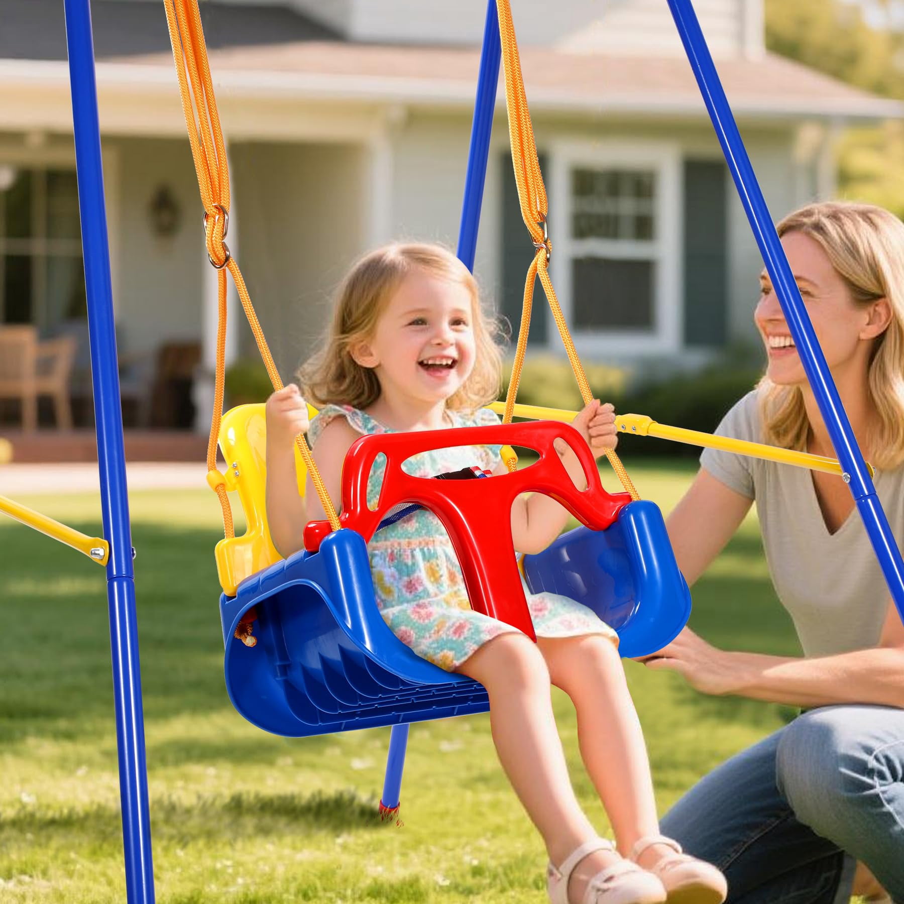 RedSwing Toddler Single Swing – Portable Indoor & Outdoor Baby Swing Stand with Comfort Seat for Ages 6 Months to 10 Years