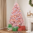 thumbnail image 3 of DEXTRUS 6Ft Pre-lit Flocked Artificial Christmas Tree with 928 PVC Tips & 250 Warm-White Lights, Pink, 3 of 10