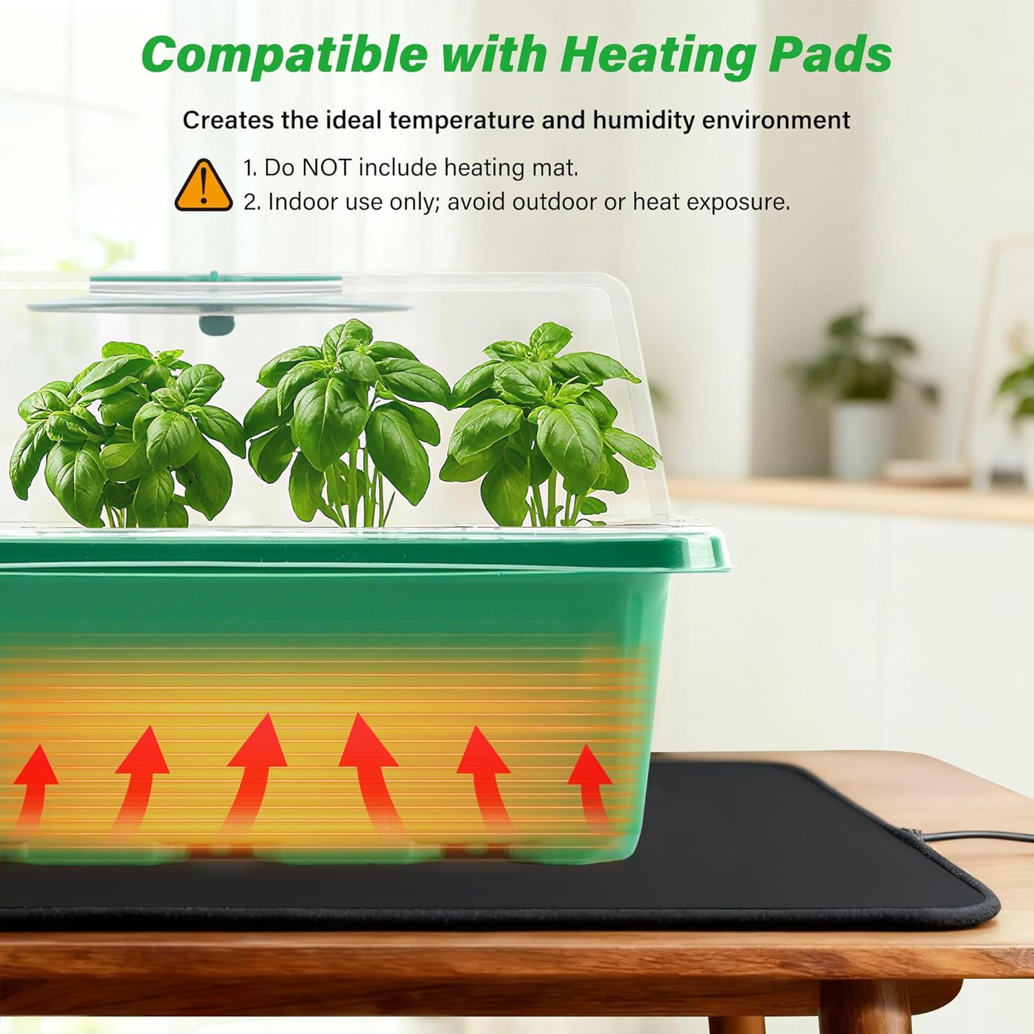 5-Pack Seed Starter Tray Seedling Kits,Plant Starter Kit with Adjustable Humidity Dome and Base Indoor Greenhouse Mini Propagator for Seeds Growing Starting (12 Cells per Tray,Black)