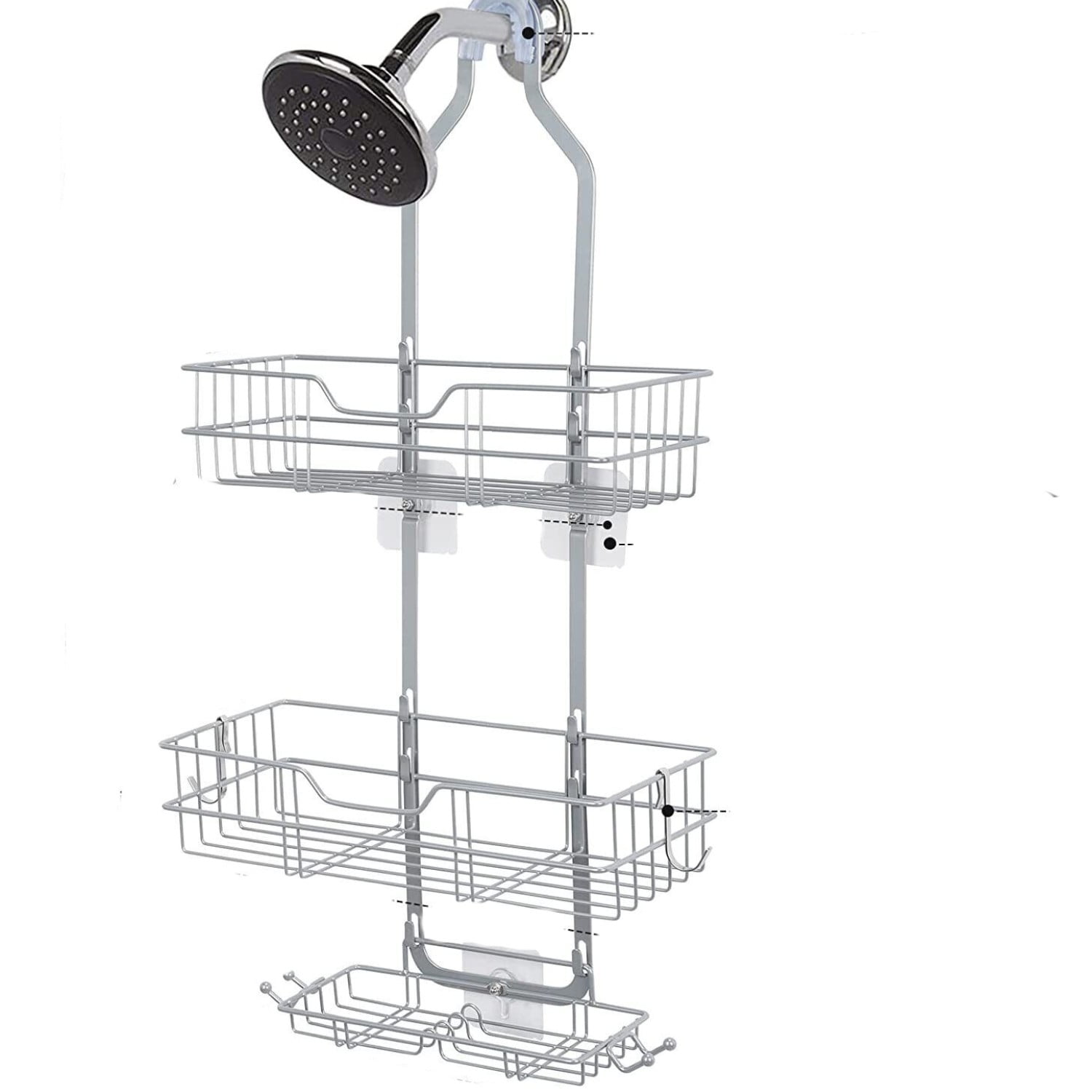 3 Tier Hanging Shower Caddy Over Shower Head, Rustproof Shower Rack