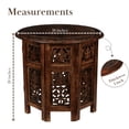 thumbnail image 5 of Round Wood Coffee Table - 18” Carved Small Accent Side Table with Burnt Finish, Wooden Altar Table, 18” Round Top x 18” Height, Perfect End Table for Living Room Décor, 5 of 6