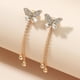 thumbnail image 5 of Pendientes elegantes colgantes Xihbxyly con borlas de cristal para mujer diamantes de imitación brillantes, 5 of 7