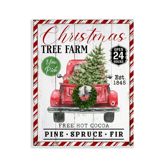 Stupell Industries Holiday Tree Farm Sign Holiday Painting Unframed Art Prints Wall Art, 11 x 14