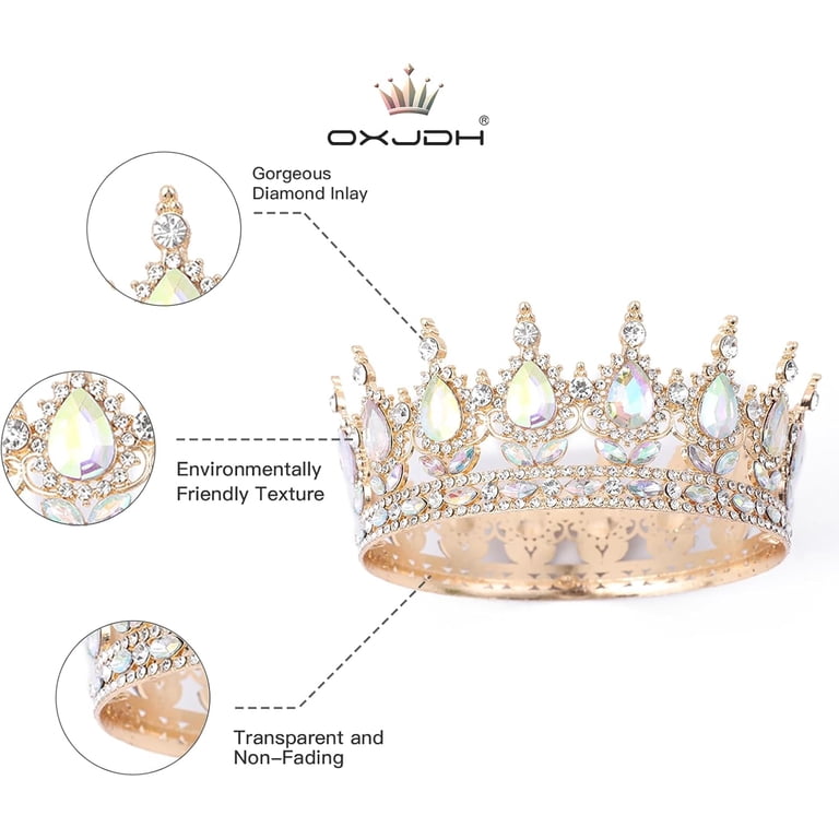 Crown for Women, KC Gold Rhinestone Queen Crown, Elegant  display picture 2