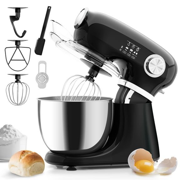 WAA 5.3 Quart Tilt-Head Electric Stand Mixer - 12 Speeds,Includes Egg Whisk,Dough Hook & Flat Beater,Black - Ideal for Daily Kitchen Use