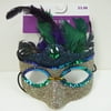 Way To Celebrate Mardi Gras Feather Mask Ornament, Silver & Green
