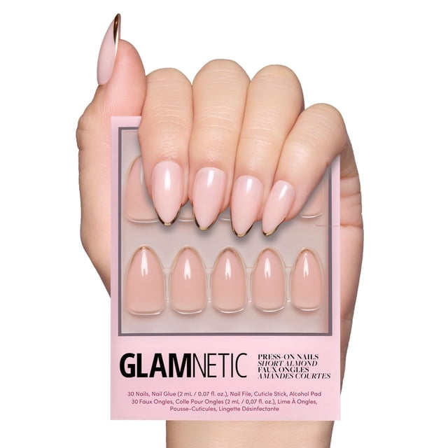 Uñas cortas con forma de almendra Glamnetic Gold Standard de Press On Nails