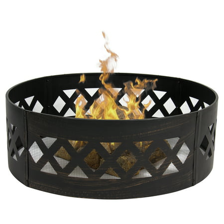 Best Choice Products Heavy Duty Portable 37-inch Bottomless Crossweave Fire Pit Ring for Camping, BBQ, and Parks, (Best Wood To Burn In Chiminea)