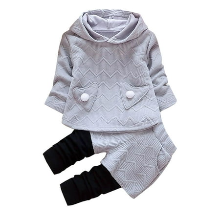 

Fesfesfes Toddler Kids Baby Girl Outfits Long Sleeve Hooded T-shirt Tops+Pants Clothes Set