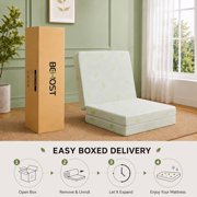 BEHOST 3 inch Tri Folding Memory Foam Futon Mattress, Eco-Friendly Fire-Retardant & Portable Guest Bed, Single Size