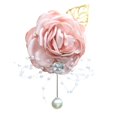 thumbnail image 2 of Ramillete de novia con flores artificiales para boda, hojas de encaje, decoración para la muñeca de la dama de honor - Raíz de loto en polvo, 2 of 5