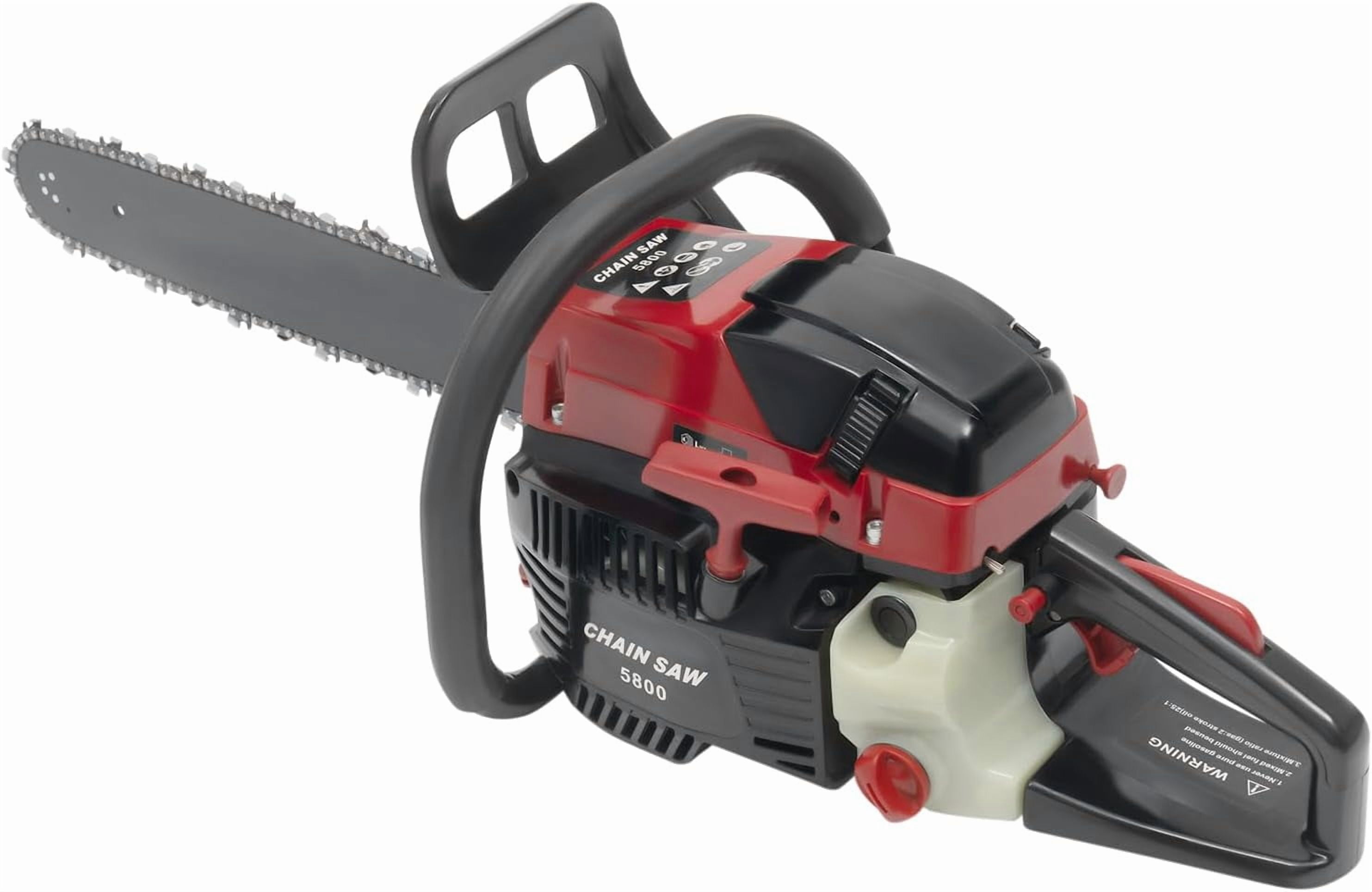 20Inch Gas Chainsaw, 2-Stroke 58CC 2.4KW Engine Handheld Gas Power Chain Saw with Air-cooled, Pull Start Petrol Saws Set for Wood Cutting, Garden Pruning, Forest Logging, Black & Red