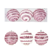 Large Red Christmas Ball Ornaments, 3-Pack Big Plastic Christmas Tree Decor, Shatterproof Holiday Hanging Balls for Indoor Outdoor(Pink)