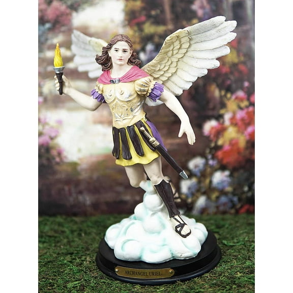 Ebros Byzantine Eastern Orthodox Saint Uriel Statue with Brass Name Plate 9.5"H